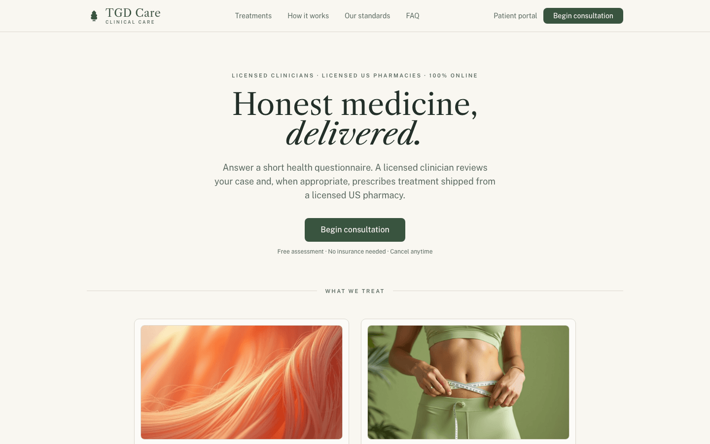 TGD Care storefront at tgdcare.com